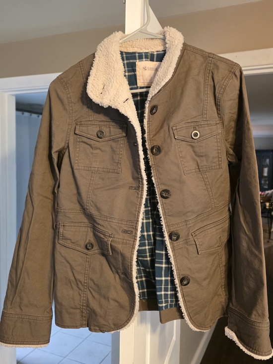 Carve Designs Jackets & Blazers - Carve Designs Womens Sherpa-Lined Field Jacket - Olive with Cream Trim